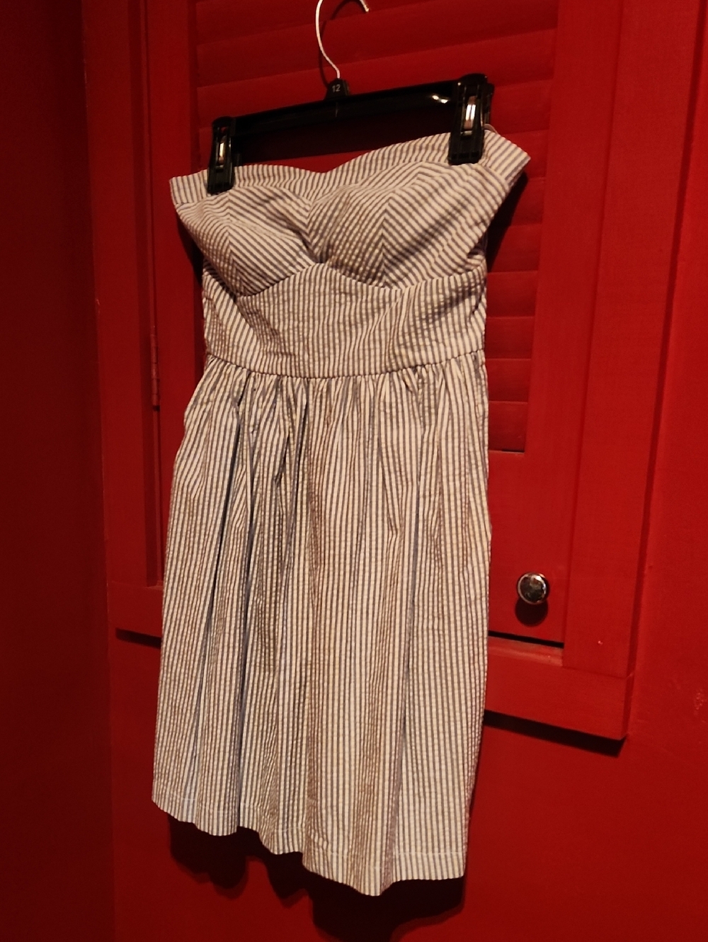 Strapless Blue and White Seersucker Sundress
